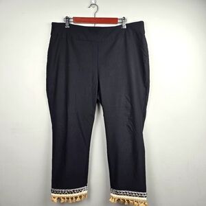 CHICOS‎ So Slimming Crop Embellished Hem Black Womens Size XL/16  Career Office